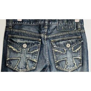 Helix Slim Boot Cut Bootcut Jeans Denim Cross  Back Pockets Size 32 X 30